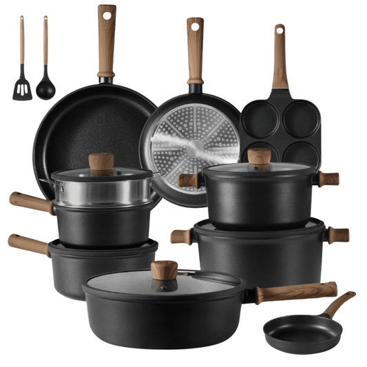17-Piece Nonstick Cookware Set with Lids, Aluminum & Titanium
