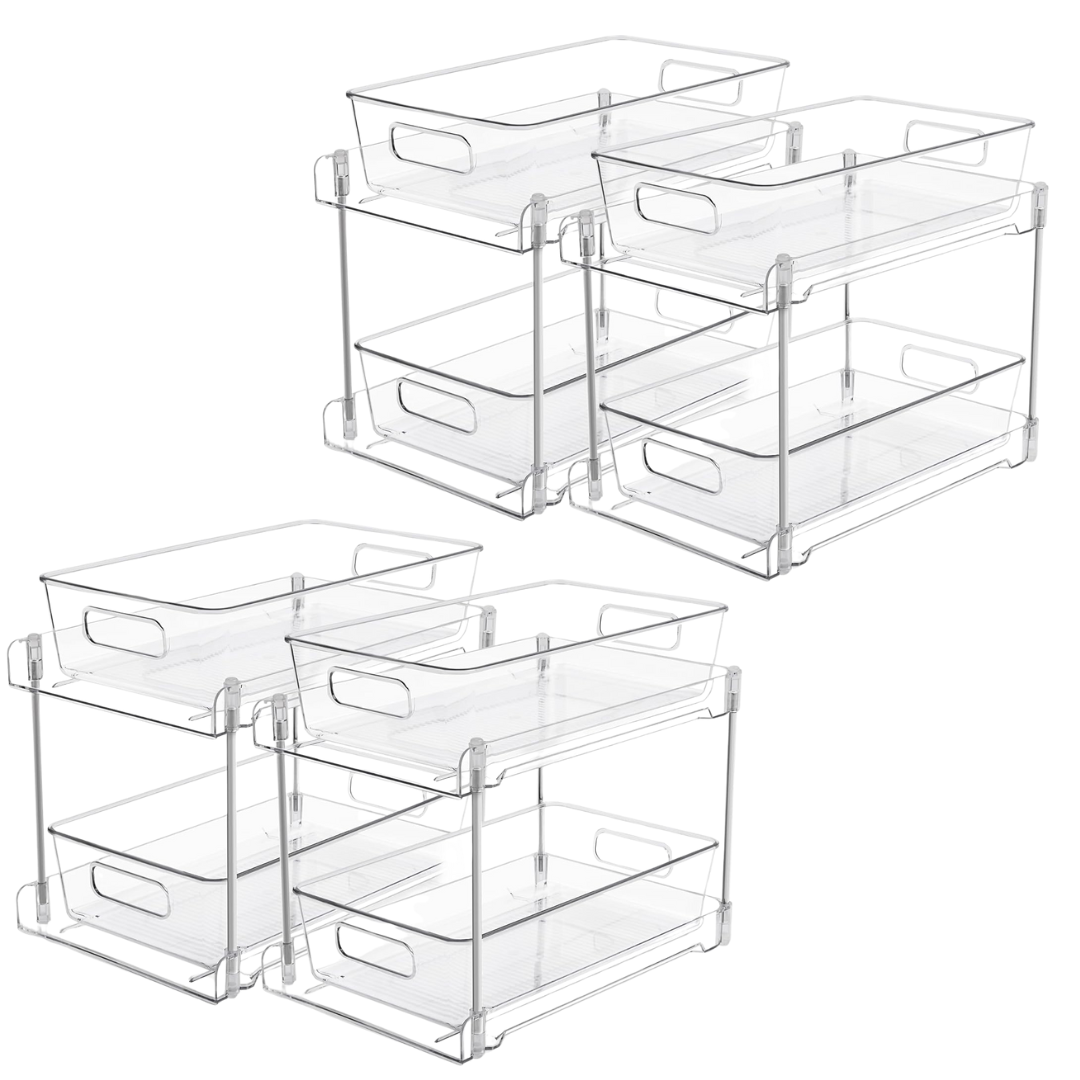 2-Tier Pull-Out Storage Drawers Organizer for Cabinets and Countertops