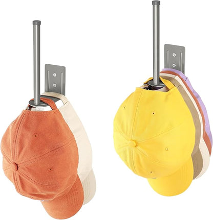 2pc Hat Rack Organizer for Caps, Stainless Steel, Wall Mounted Storage