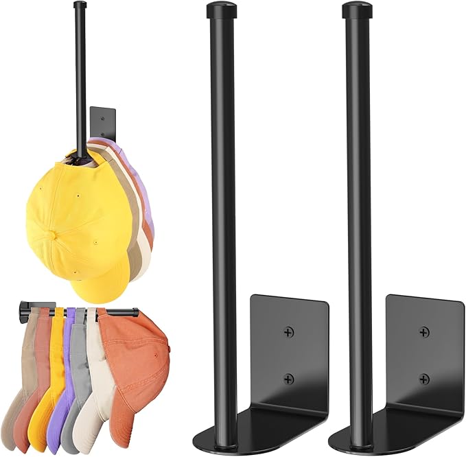 2pc Hat Rack Organizer for Caps, Stainless Steel, Wall Mounted Storage