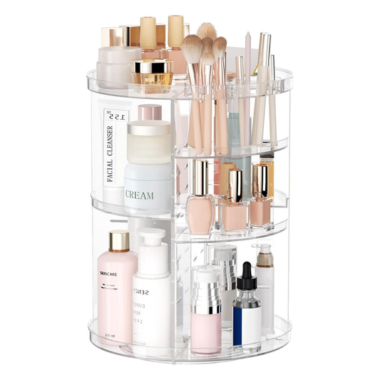 360 Rotating Adjustable Acrylic Makeup Organizer with Compartments