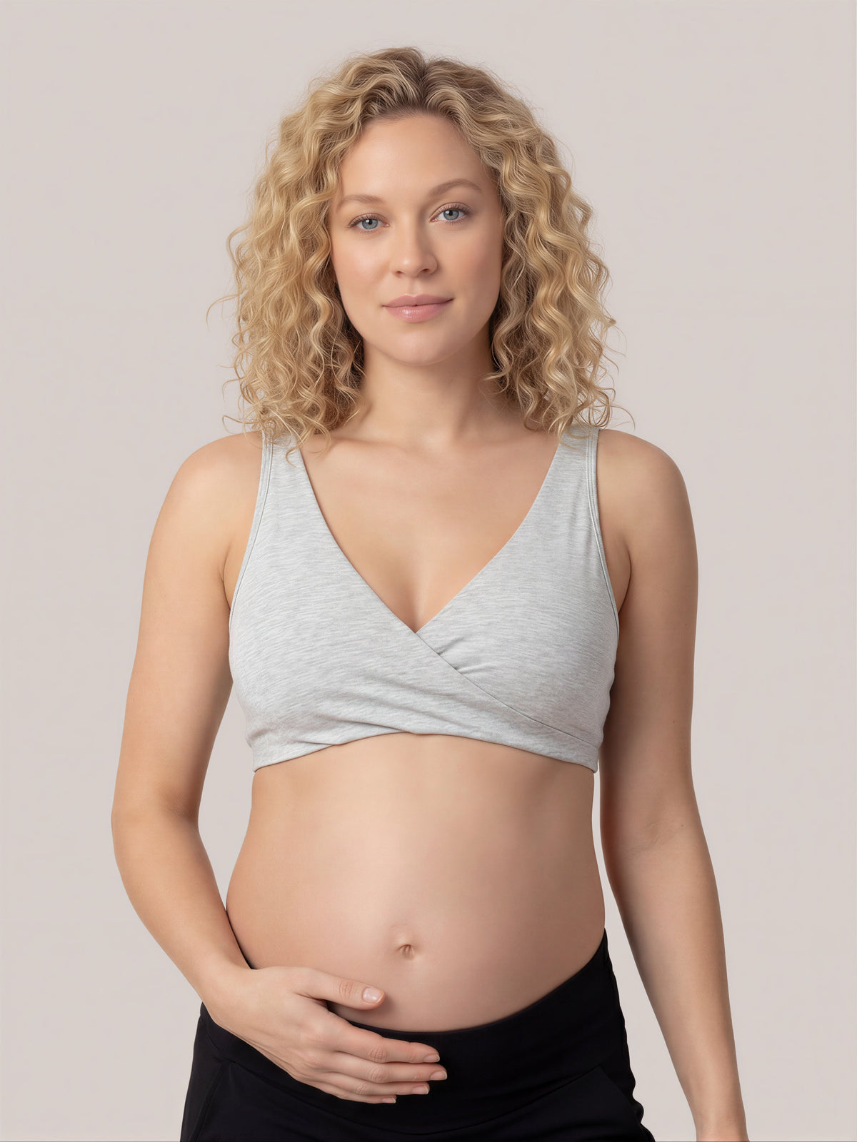 Soft Crossover Nursing Bra-Huggleo-Light Gray-M