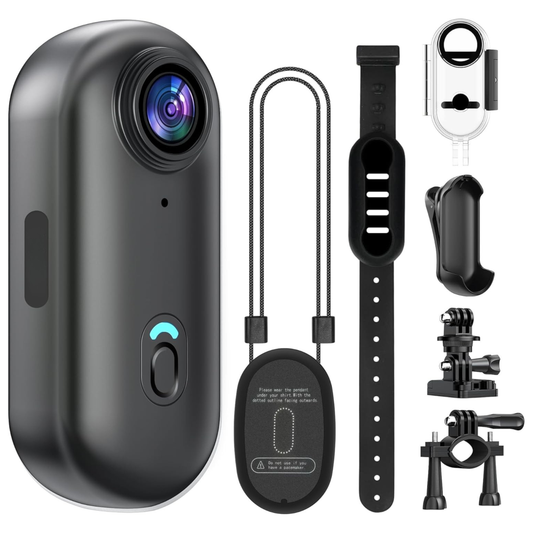 4K Mini Action Camera 128GB Water-Resistant Thumb POV Wearable Cam