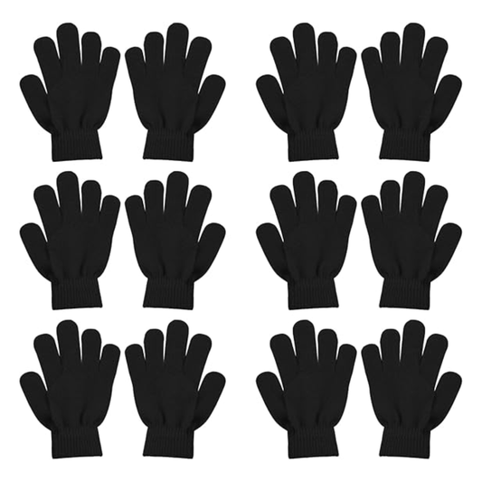 6 Pair Set Unisex Acrylic Knit Gloves for Winter Use