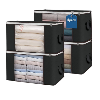 90L Foldable Clothes Storage Bags with Window and Handles, Multipack
