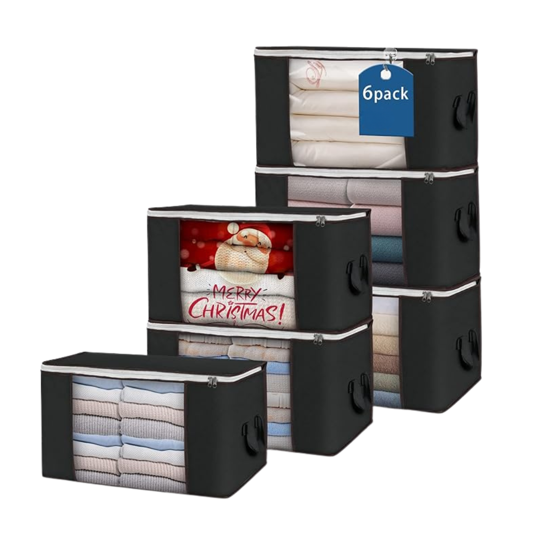 90L Foldable Clothes Storage Bags with Window and Handles, Multipack