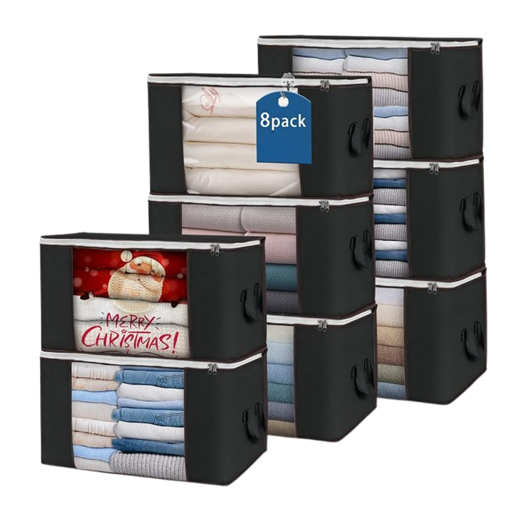 90L Foldable Clothes Storage Bags with Window and Handles, Multipack