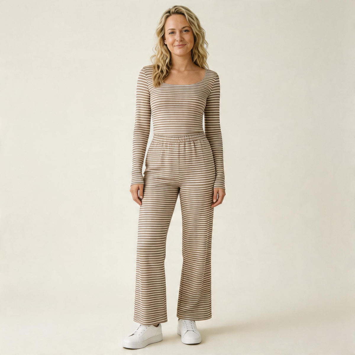 Sunday Stripe Lounge Set-Huggleo-