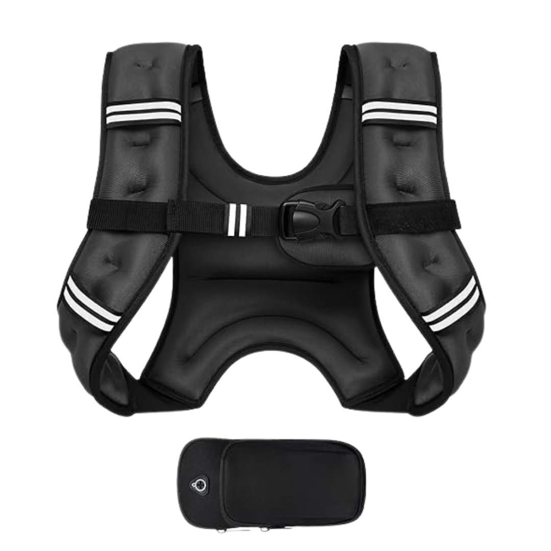Adjustable Weighted Training Vest with Reflective Straps and Detachable Pouch