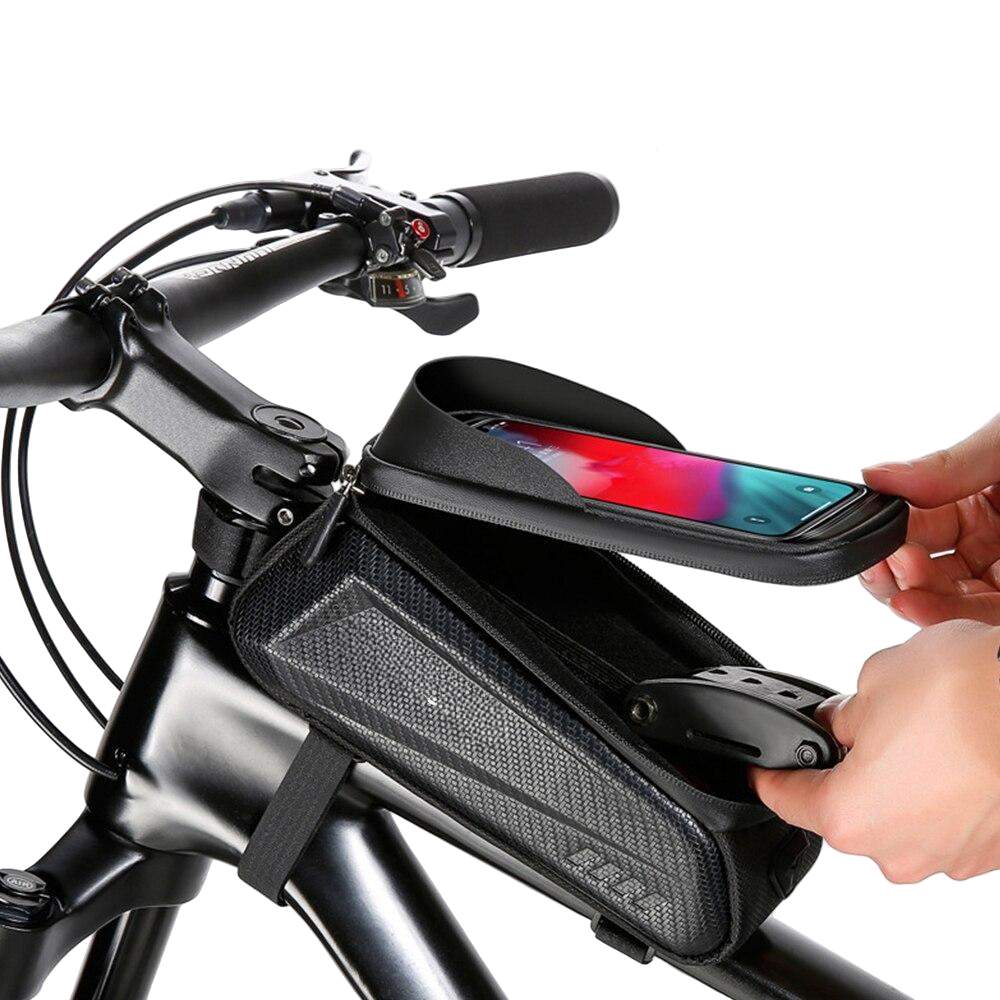 Bike Phone Holder with Touch Screen Cover and Storage Pouch