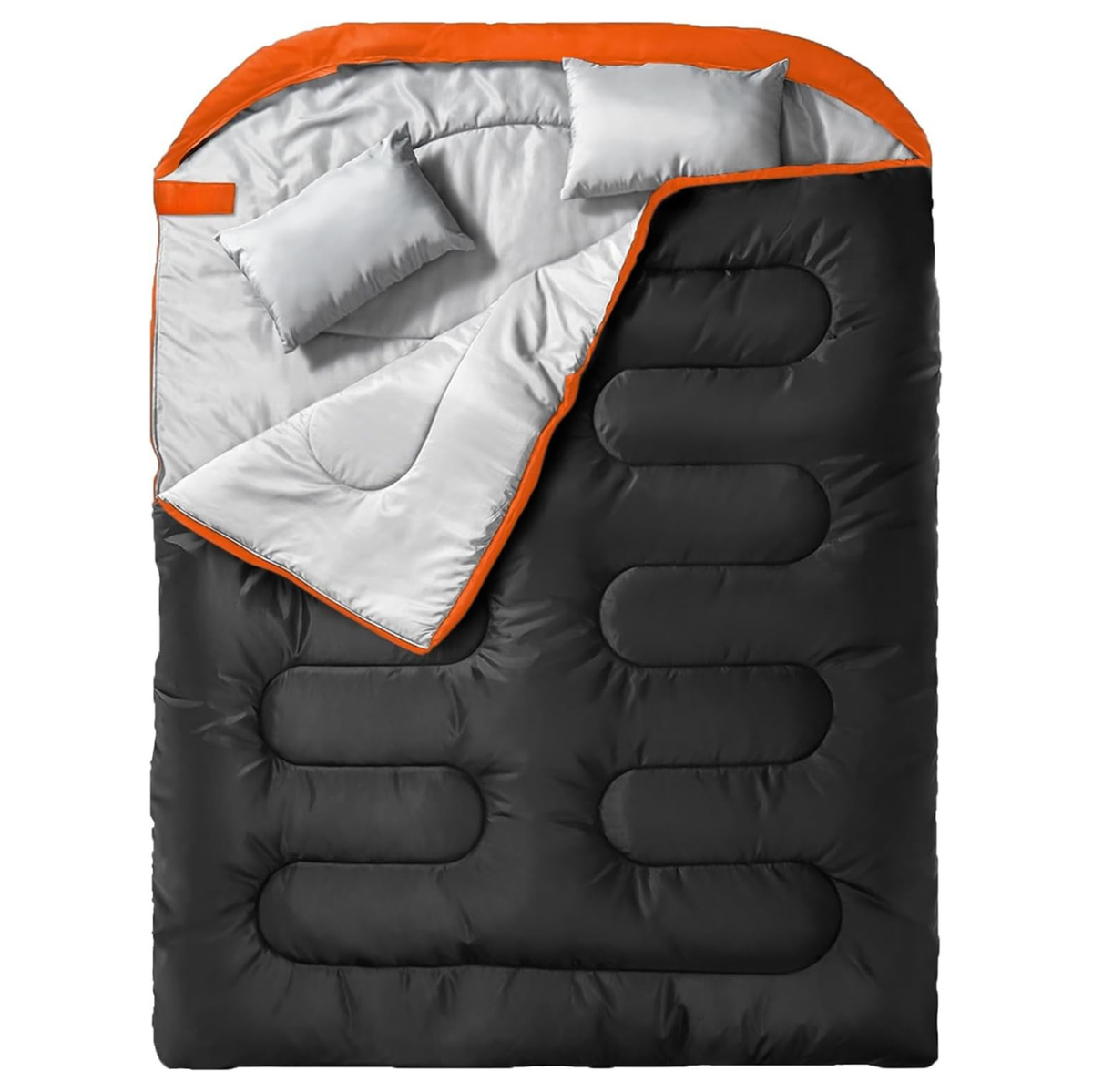 Double Sleeping Bag for Adults with Two Pillows and Compression Sack
