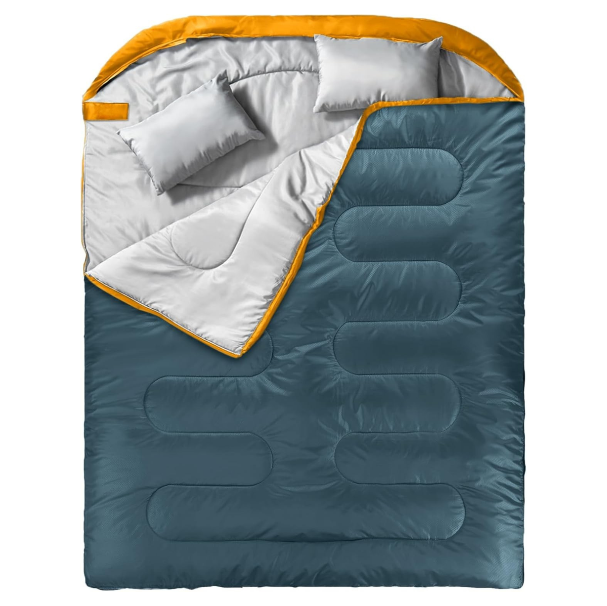 Double Sleeping Bag for Adults with Two Pillows and Compression Sack