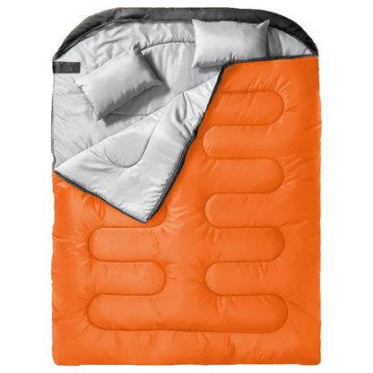 Double Sleeping Bag for Adults with Two Pillows and Compression Sack