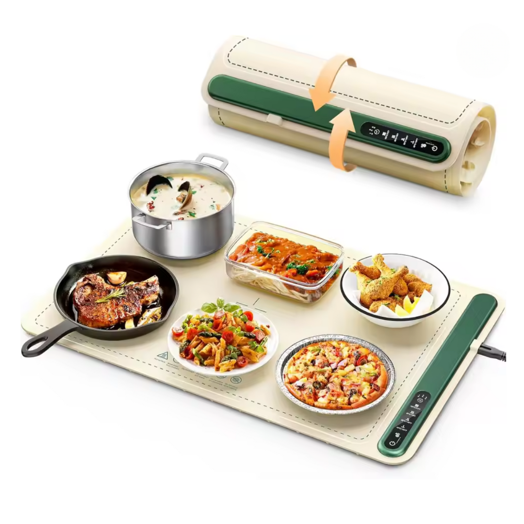 Electric Food Warming Tray with 4 Heat Levels and Timer Control