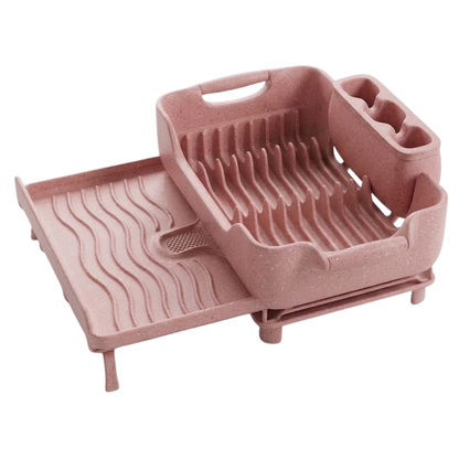 Expandable Over Sink Dish Rack with Drain Tray and Utensil Holder