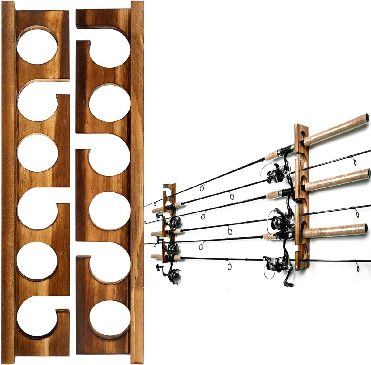 Fishing Rod Rack Wall or Ceiling Mounted Holder for Garage Storage