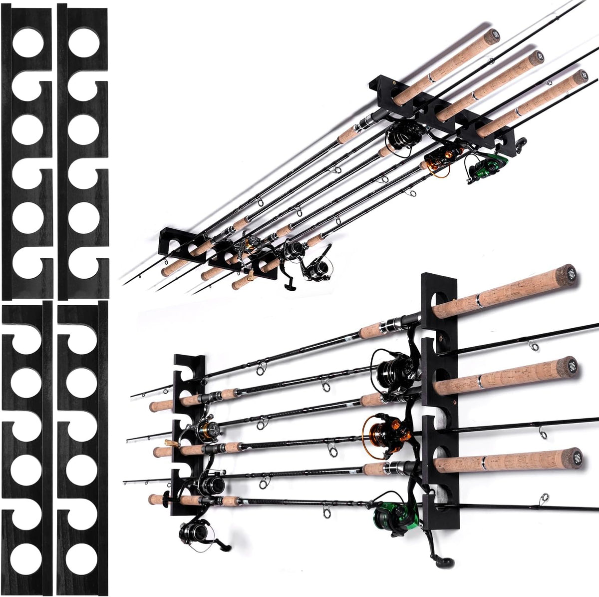 Fishing Rod Rack Wall or Ceiling Mounted Holder for Garage Storage