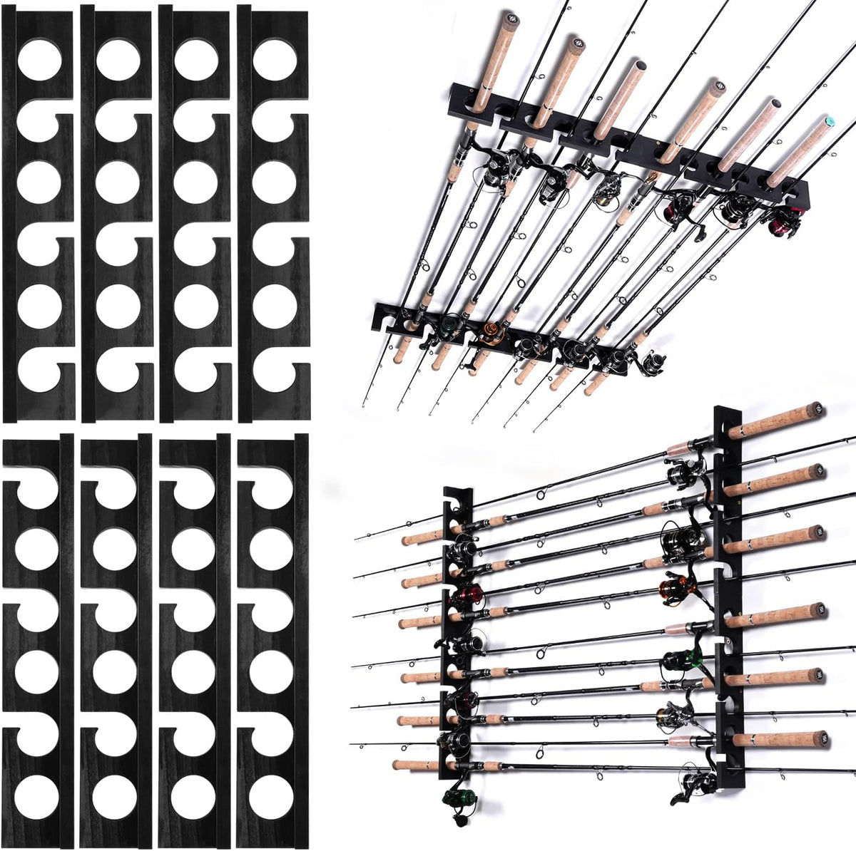 Fishing Rod Rack Wall or Ceiling Mounted Holder for Garage Storage