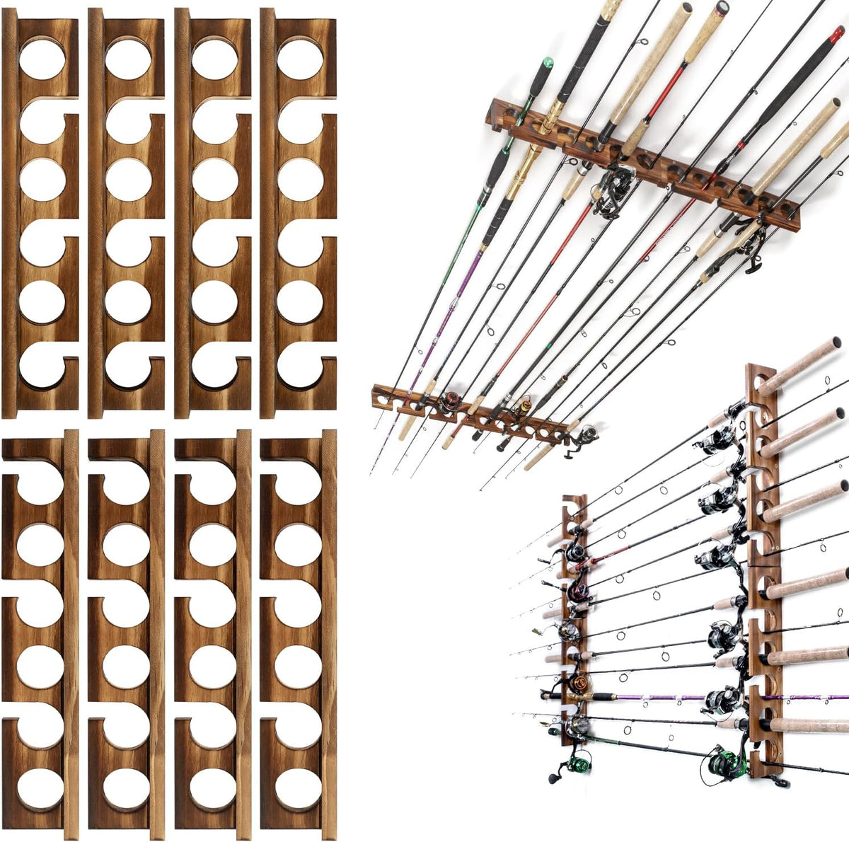 Fishing Rod Rack Wall or Ceiling Mounted Holder for Garage Storage