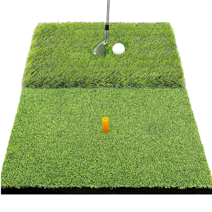 Foldable Dual-Turf Golf Practice Mat for Indoor Outdoor Home Use
