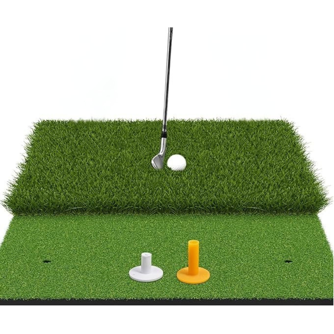 Foldable Dual-Turf Golf Practice Mat for Indoor Outdoor Home Use