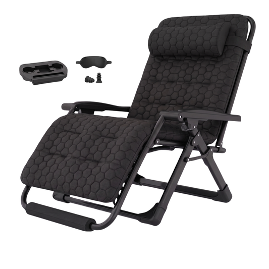 Folding Reclining Chair with Removable Cushion, Footrest and Tray