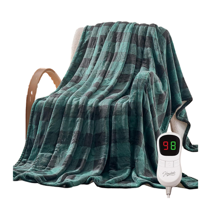 Heated Flannel Throw Blanket 10 Heat Levels 50x60 Checkered Collection