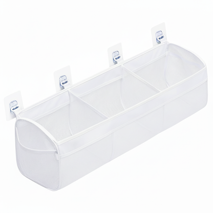 Horizontal Bath Toy Holder with 3 Compartments and Quick Dry Mesh