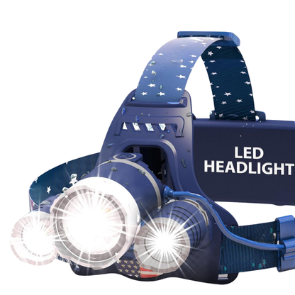 LED Headlamp with Adjustable Beam, Red Light Mode, USB-C Rechargeable