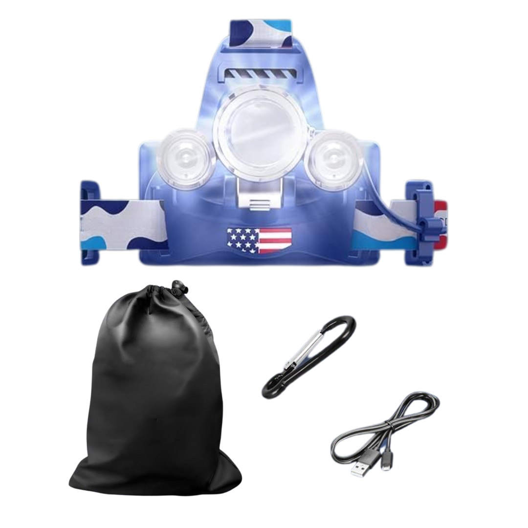 LED Headlamp with Adjustable Beam, Red Light Mode, USB-C Rechargeable