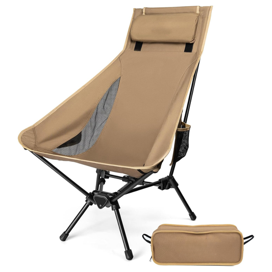 Lightweight Aluminum Camping Chair with High Back and Pillow