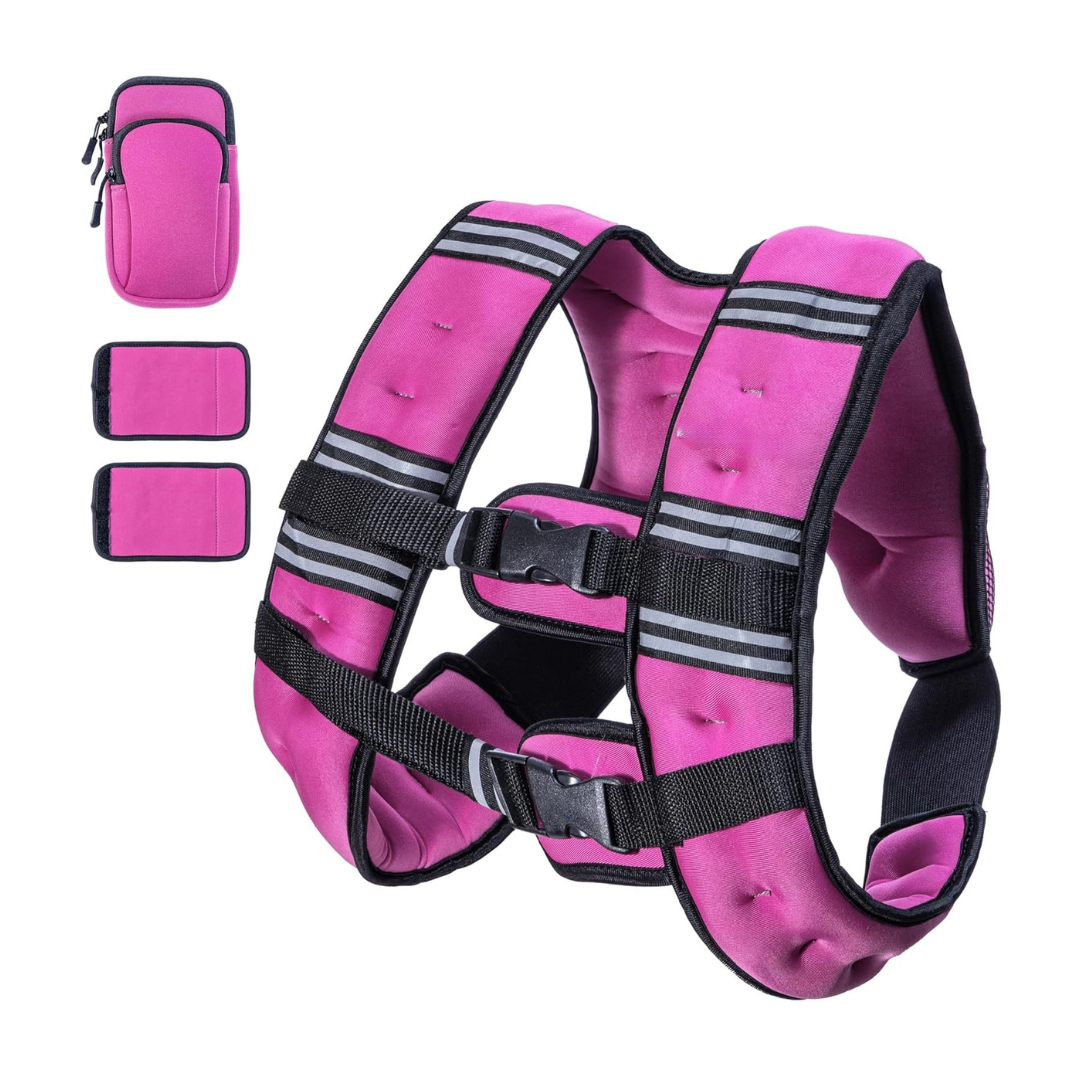 Lycra Weighted Vest with Reflective Stripes Adjustable Straps and Removable Shoulder Pads