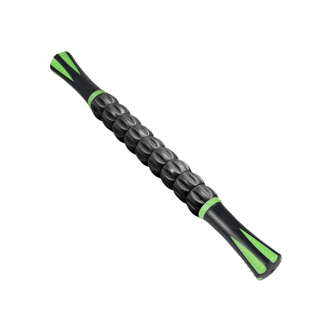 Muscle Roller Stick with 9 Rotating Rollers and Textured Grip Handles