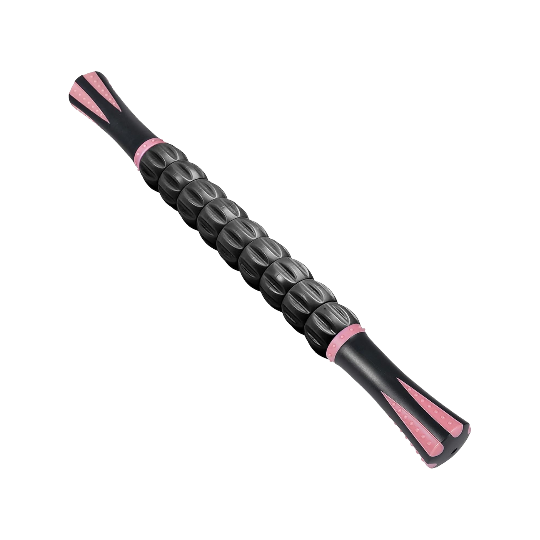 Muscle Roller Stick with 9 Rotating Rollers and Textured Grip Handles