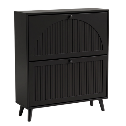 Narrow Shoe Storage Cabinet with 2 Flip Drawers and Top Shelf