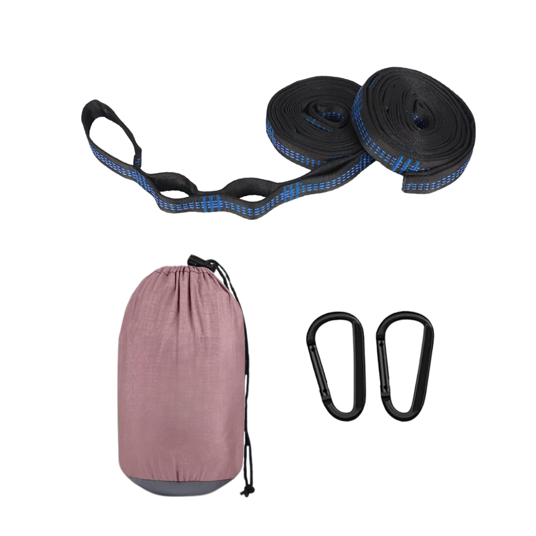 Nylon Camping Hammock with Adjustable Straps and 2 Carabiners