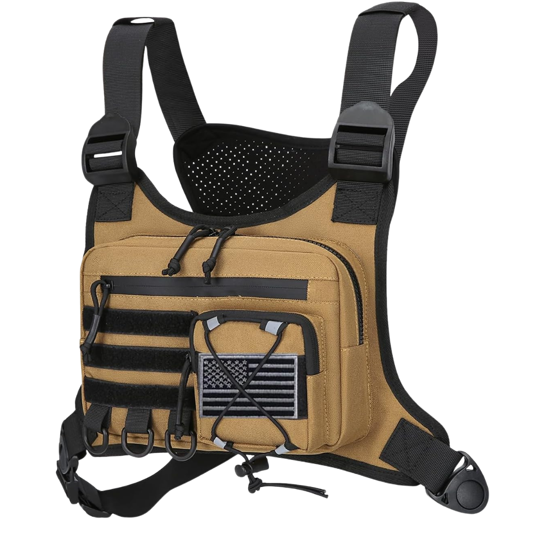 Outdoor Chest Bag with Adjustable Straps and Zippered Storage
