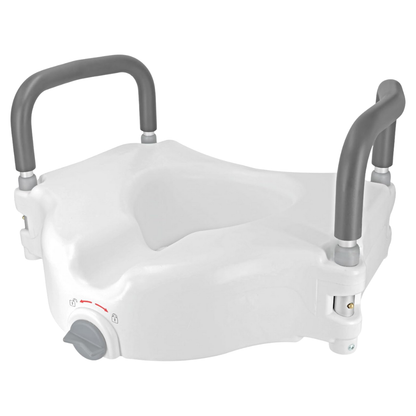 Raised Toilet Seat Riser with Padded Handles and Locking Mount System