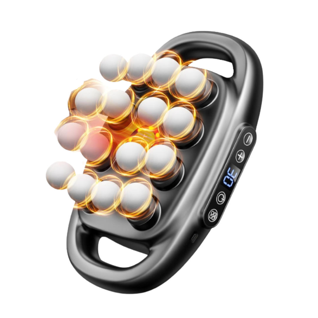 Rechargeable Handheld Massage Pad with Multi-Head Attachments
