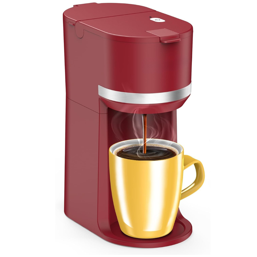 Single Serve Coffee Maker for K-Cup & Ground Coffee, Fast Brew