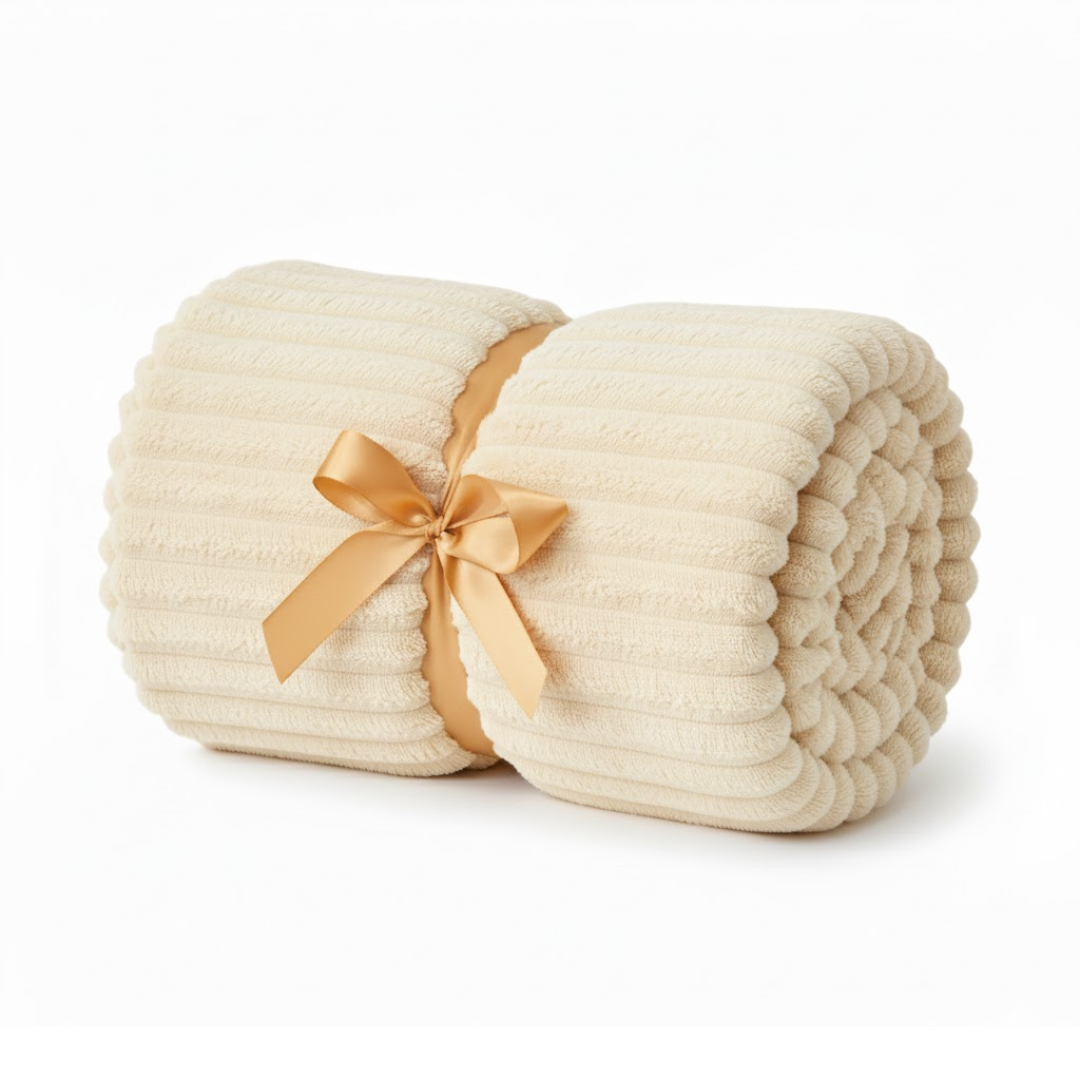 Soft Fleece Blanket 3D Ribbed Jacquard for Sofa and Bed