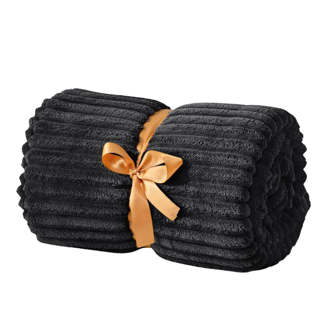 Soft Fleece Blanket 3D Ribbed Jacquard for Sofa and Bed