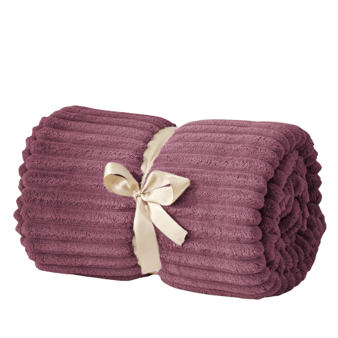 Soft Fleece Blanket 3D Ribbed Jacquard for Sofa and Bed