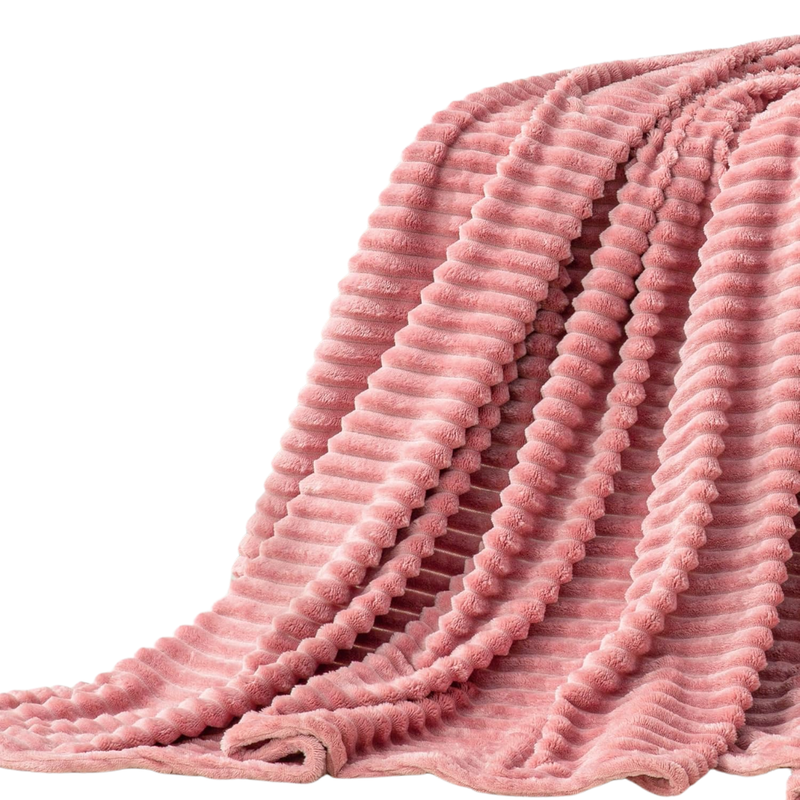 Soft Fleece Blanket 3D Ribbed Jacquard for Sofa and Bed