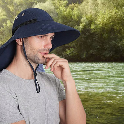 Sun Hat with Wide Brim and Neck Flap