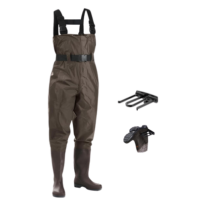 Unisex Nylon Chest Waders with PVC Boots for Fishing and Fieldwork