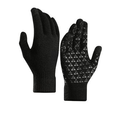Unisex Touchscreen Knit Gloves with Silicone Grip and Soft Lining