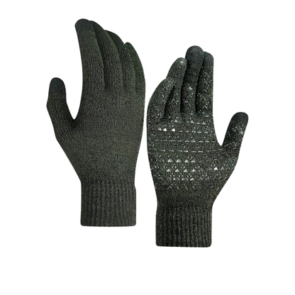 Unisex Touchscreen Knit Gloves with Silicone Grip and Soft Lining