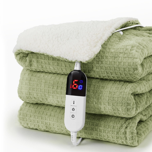 Waffle Electric Heated Blanket, 6 Levels, Digital Display and Auto Off