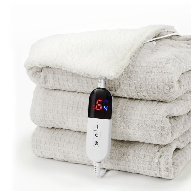 Waffle Electric Heated Blanket, 6 Levels, Digital Display and Auto Off